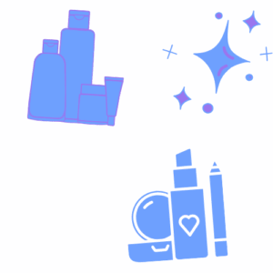 Health and beauty category icon with cosmetic bottles