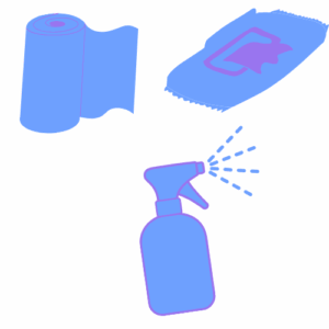 Home essentials category icon with cleaning and household items