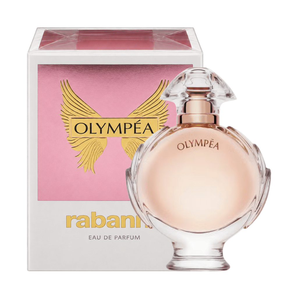 Rabanne olympea eau de parfum box and bottle front view