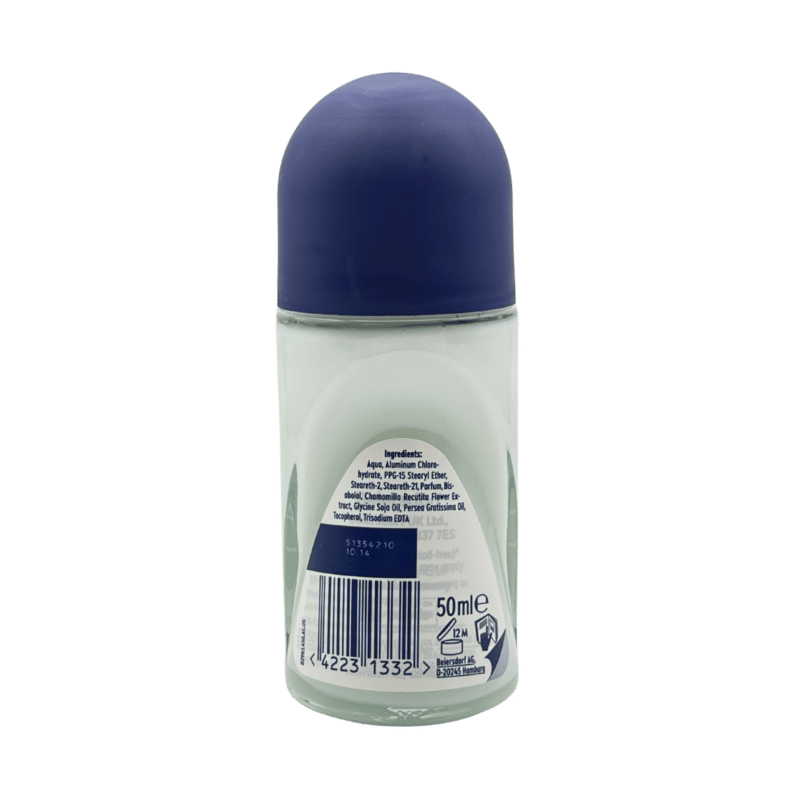 Nivea men sensitive protect 72hr antiperspirant deodorant roll-on 50ml back label
