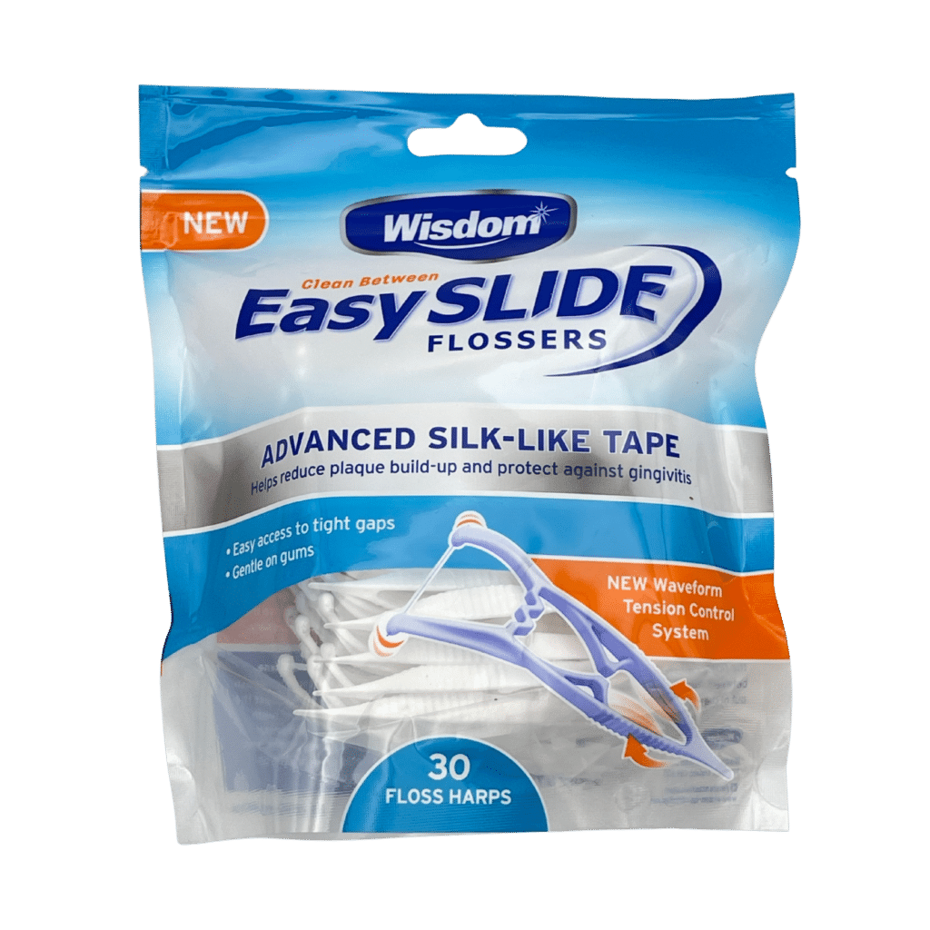 Wisdom clean between easy slide tensioning flossers y shape front view