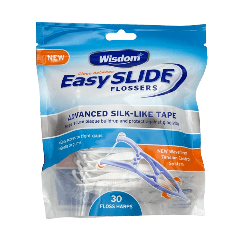 Wisdom clean between easy slide tensioning flossers y shape front view