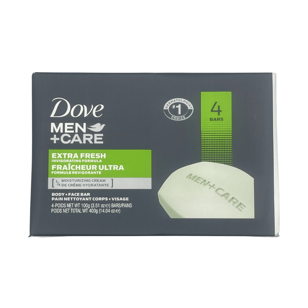 Dove men+care extra fresh body face soap bars front