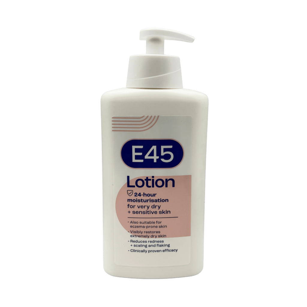 E45 moisturising body lotion 500ml front view