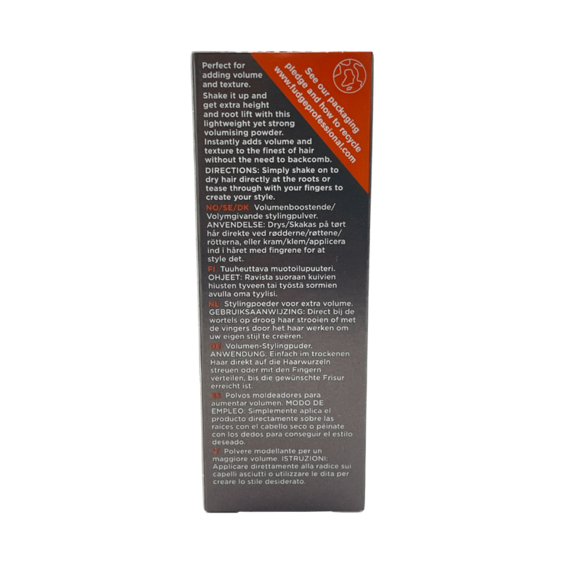 Fudge professional sculpt elevate hair styling powder back label
