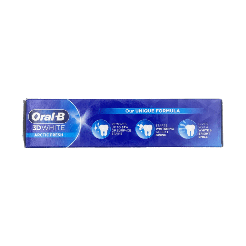 Oral-b 3d white arctic fresh whitening toothpaste side panel information
