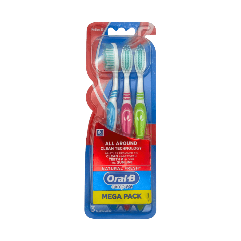 Oral-B complete all around clean technology manual toothbrushes medium 3 pack front view