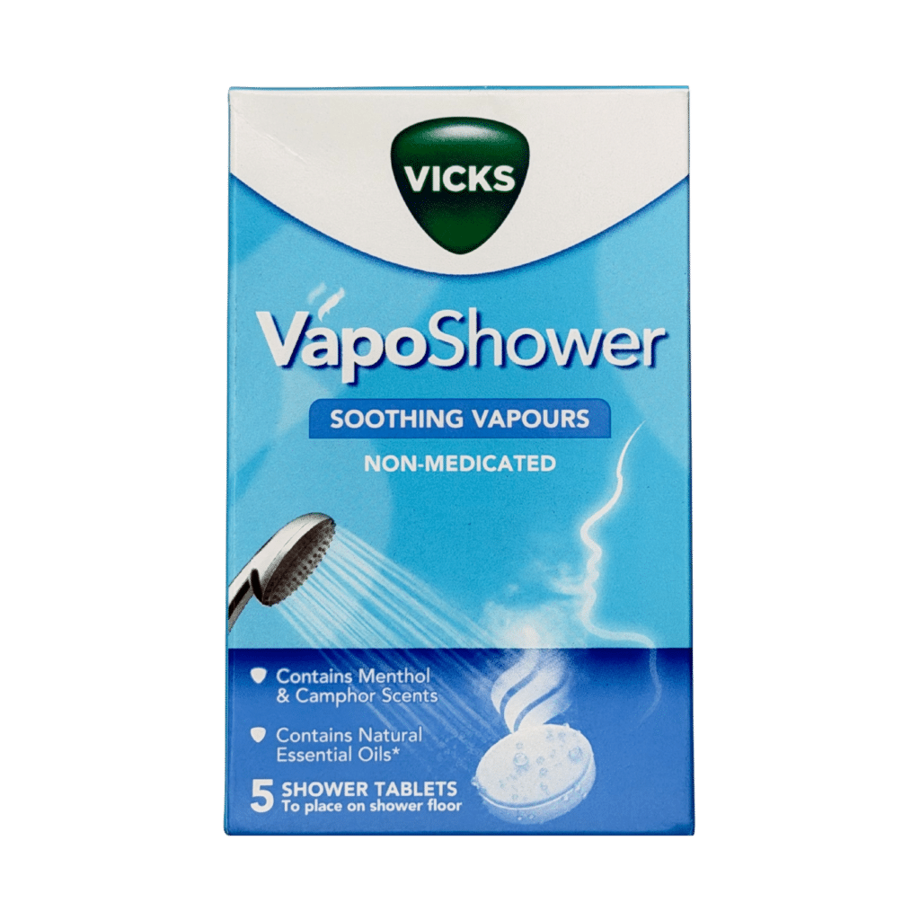 Vicks vaposhower soothing vapour 5 tablets front box