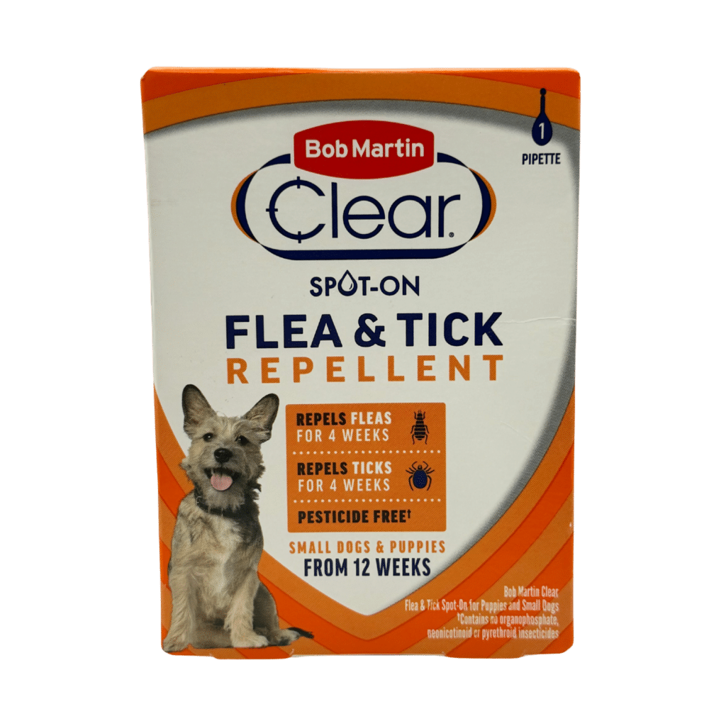 Bob martin clear flea & tick spot-on for small dogs & puppies 1 pipette front view