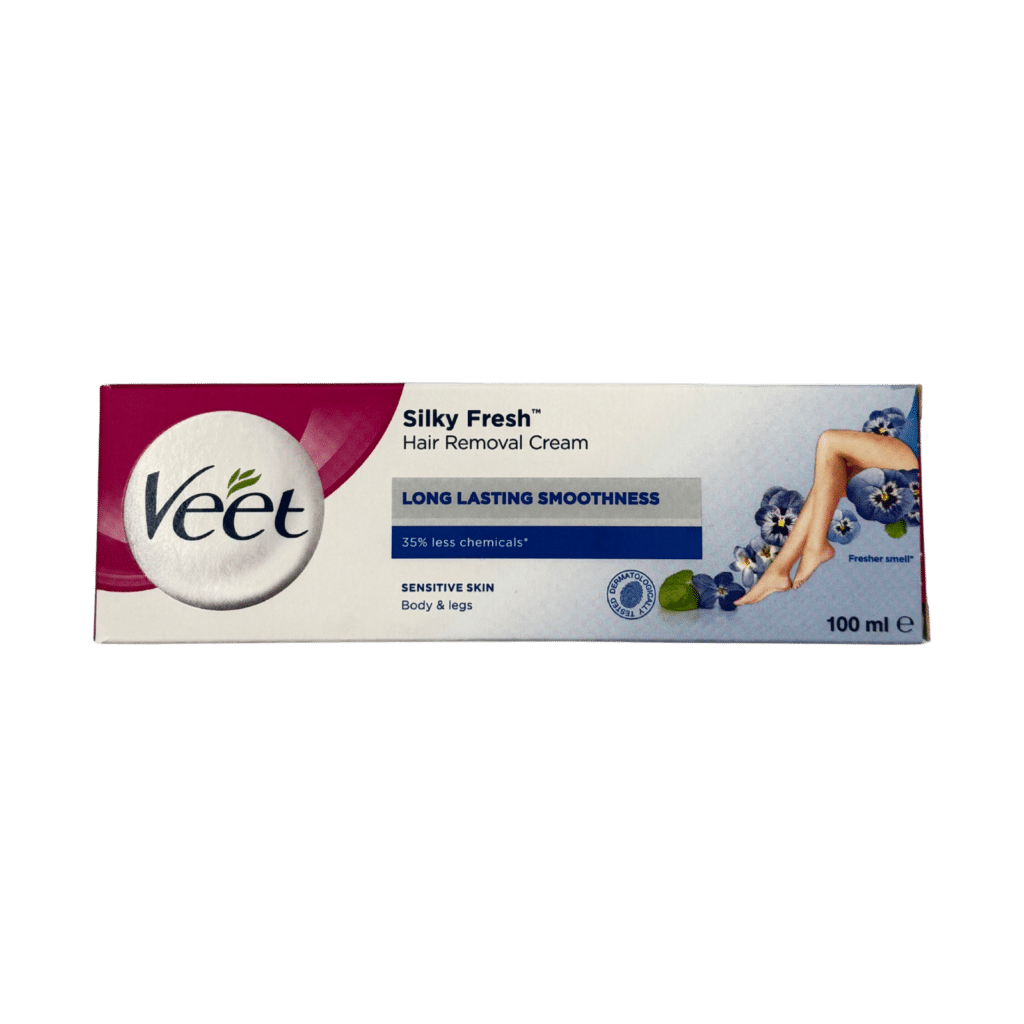 Veet silky fresh hair removal cream sensitive skin 100ml front box