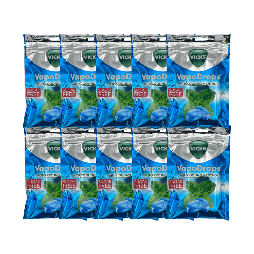 Vicks vapodrops sugar-free menthol lozenges 10 pack front view
