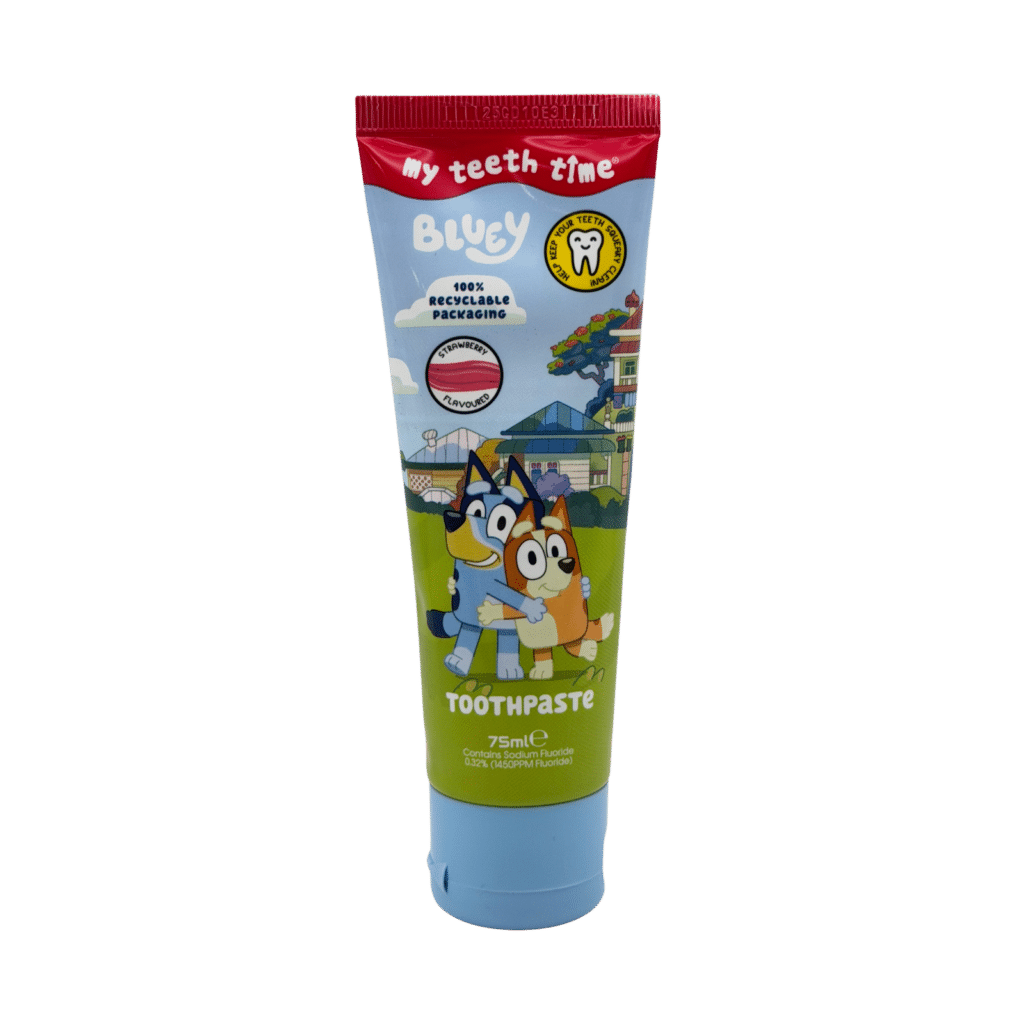 Bluey childrens strawberry toothpaste 75ml front view