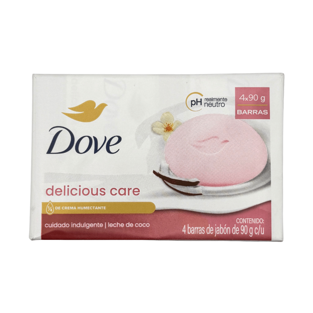 Dove delicious care coconut milk soap bars front view