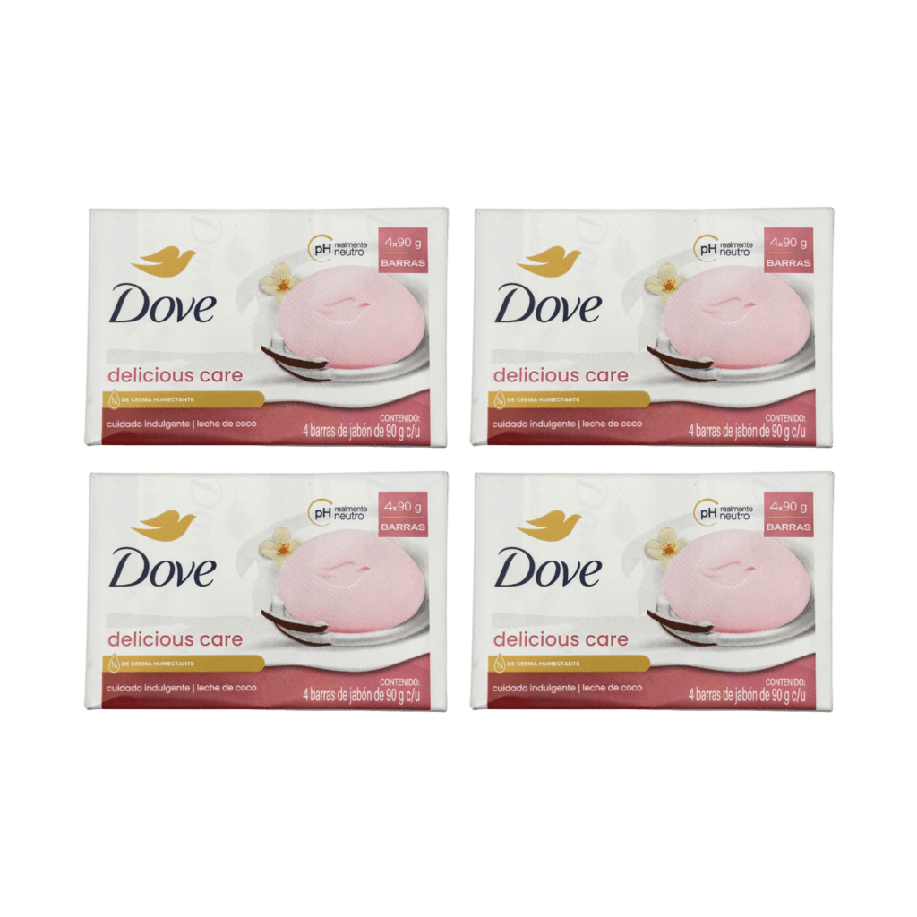4 x Dove Delicious Care Coconut Milk Soap Bars 4 x 90g (16 Bars Total)
