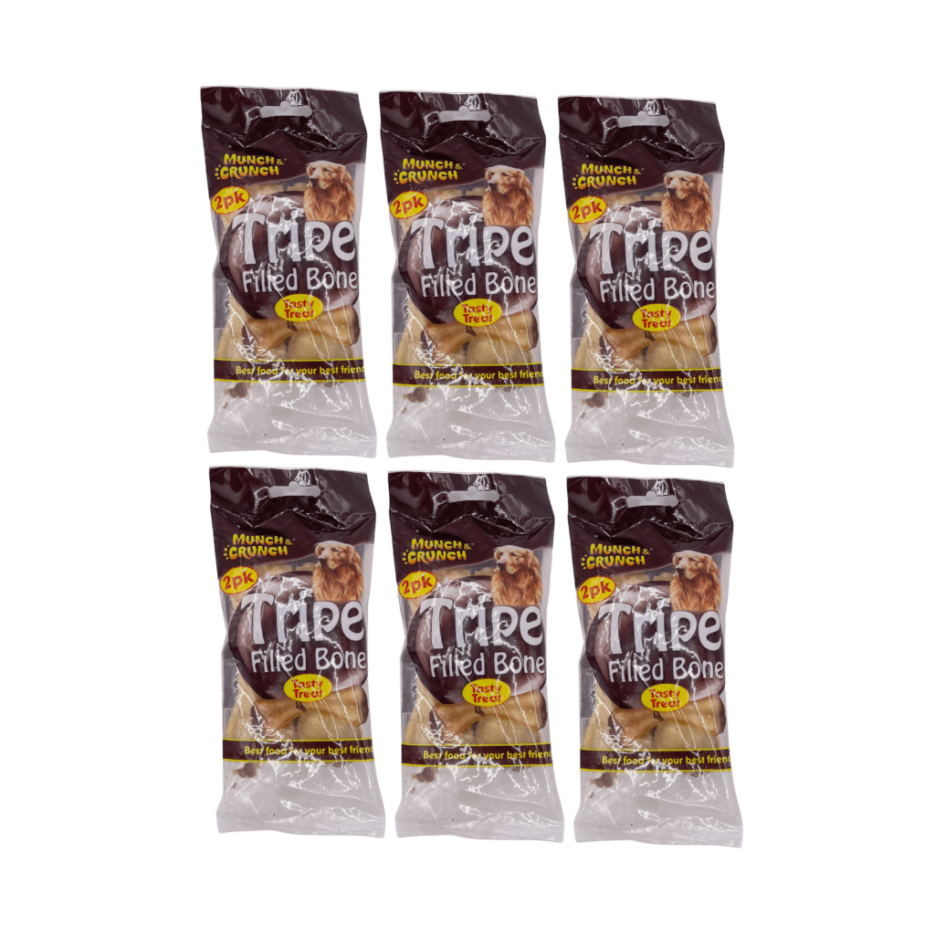 6 x Munch & Crunch Tripe Filled Bone Dog Treats - 2 Pack ( 12 Bones Total)