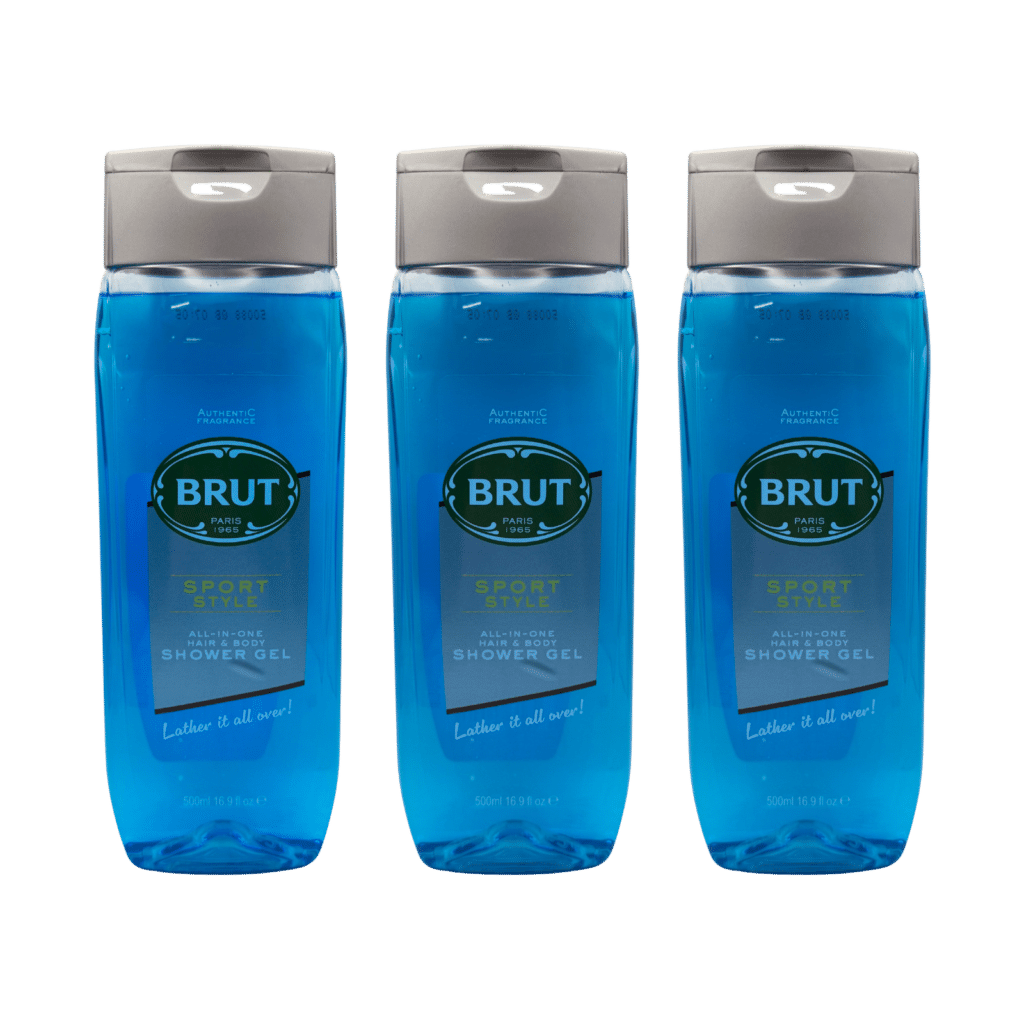 Brut Sport Style All-In-One Hair & Body Shower Gel 500ml - 3 Pack