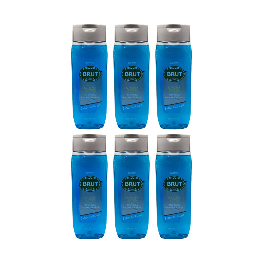 Brut Sport Style All-In-One Hair & Body Shower Gel 500ml - 6 Pack