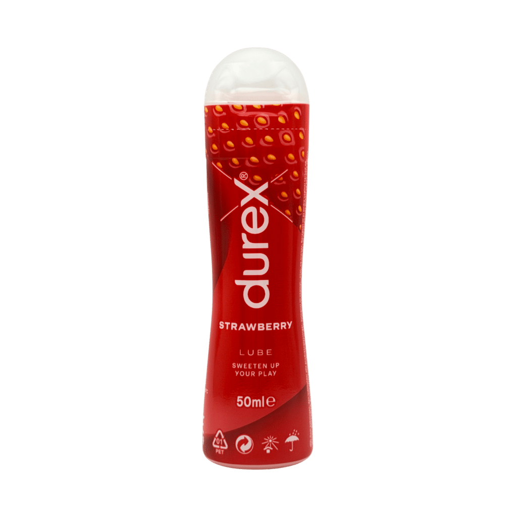 Durex strawberry water based lube 50ml front view