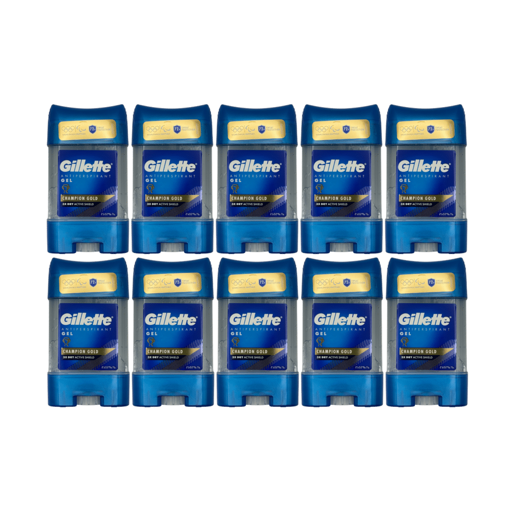 Gillette Champion Gold Antiperspirant Gel 70ml - 10 Pack