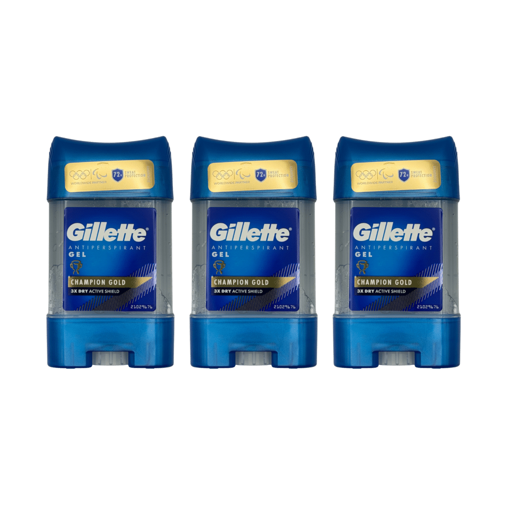 Gillette Champion Gold Antiperspirant Gel 70ml - 3 Pack