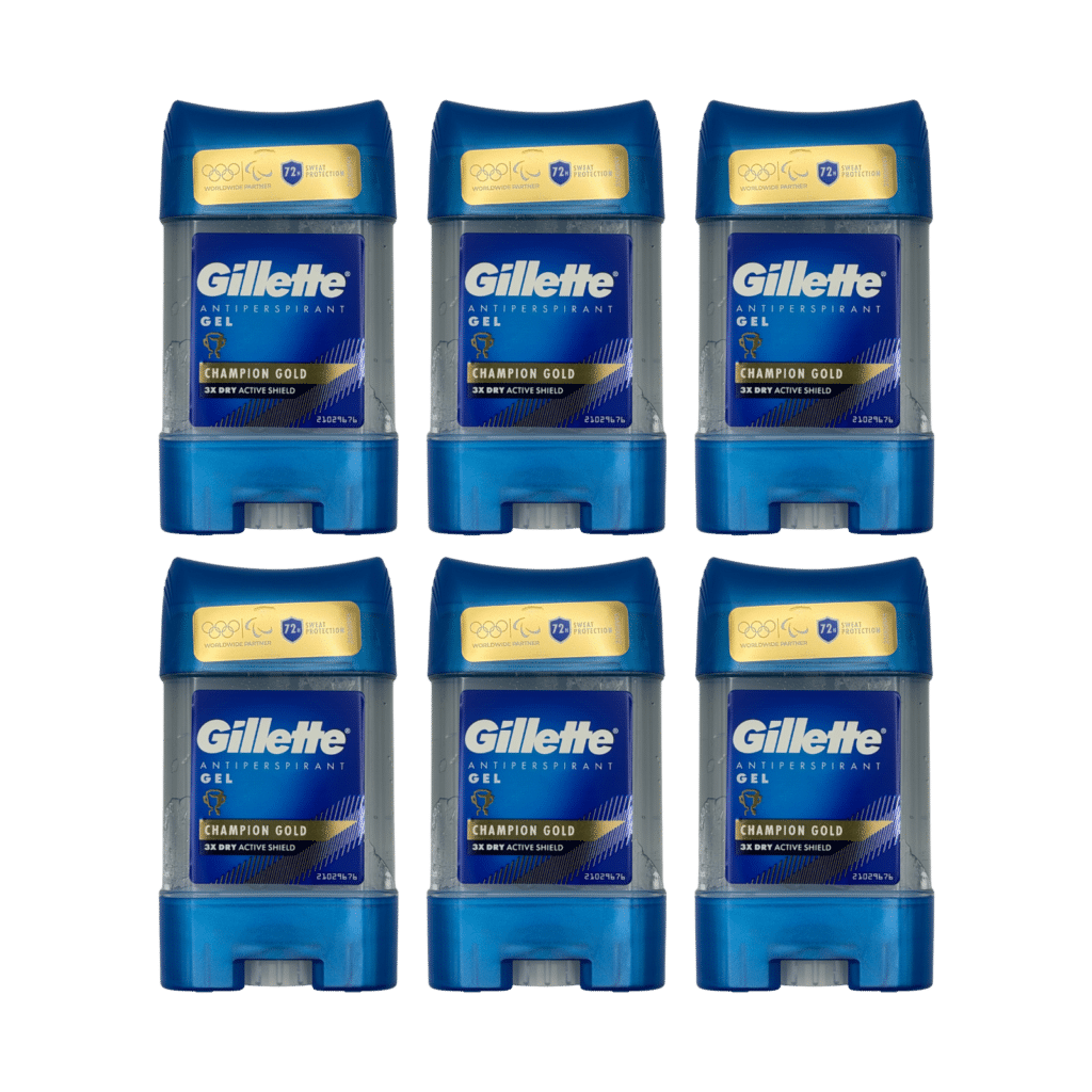 Gillette Champion Gold Antiperspirant Gel 70ml - 6 Pack