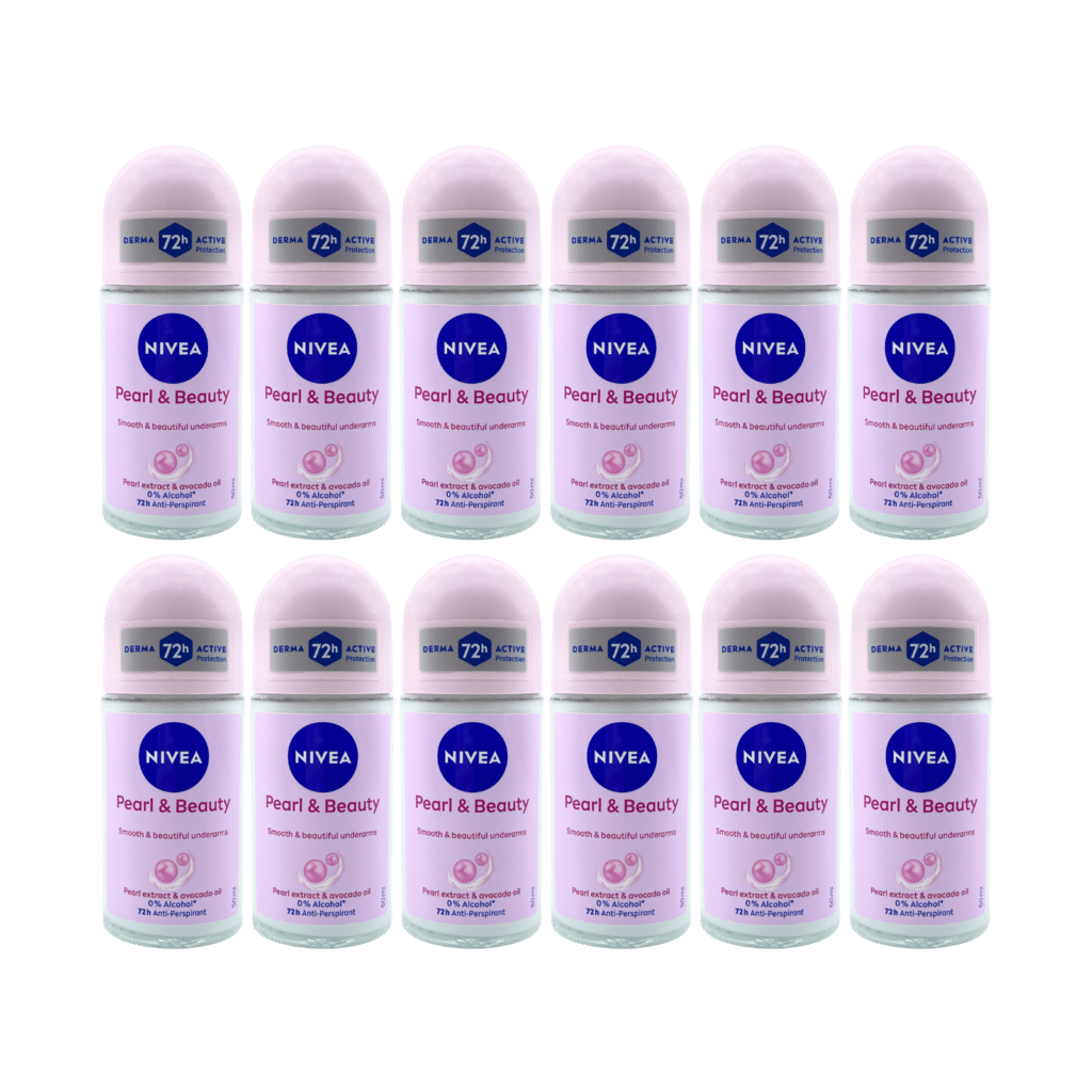 NIVEA Pearl & Beauty 72H Anti-Perspirant Roll-On 50ml - 12 Pack