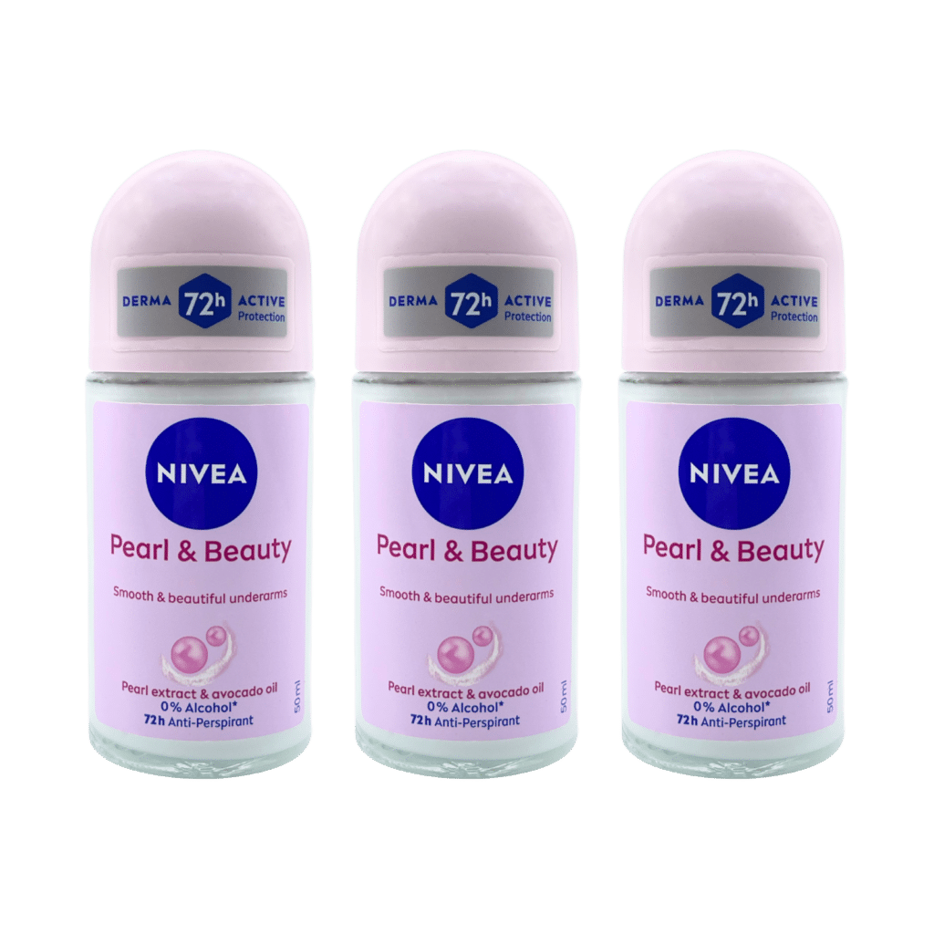NIVEA Pearl & Beauty 72H Anti-Perspirant Roll-On 50ml - 3 Pack