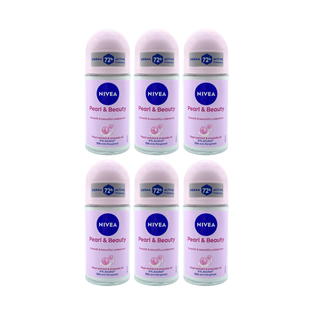 NIVEA Pearl & Beauty 72H Anti-Perspirant Roll-On 50ml - 6 Pack