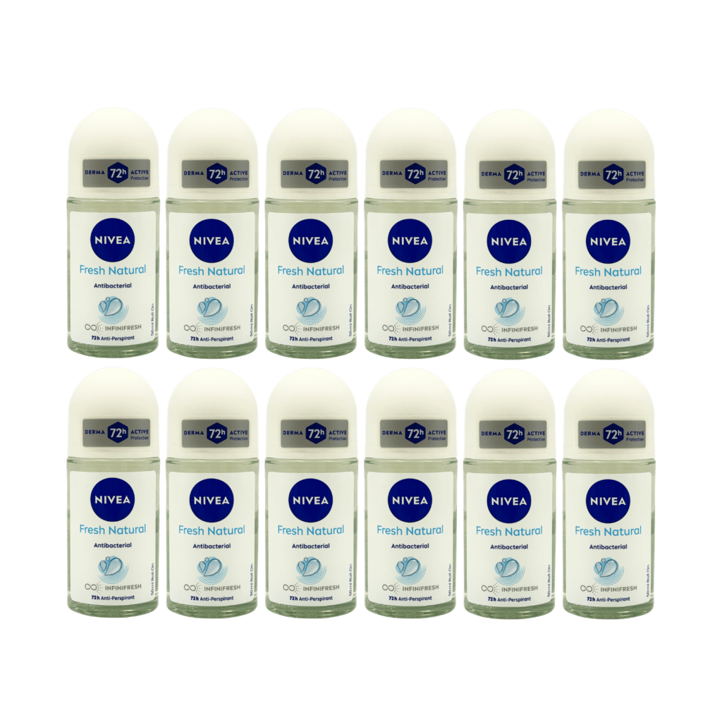 NIVEA Fresh Natural 72H Anti-Perspirant Roll On 50ml - 12 Pack