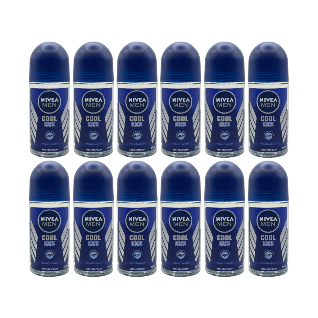 NIVEA MEN Cool Kick 48HR Antiperspirant Deodorant Roll-On 50ml - 12 Pack