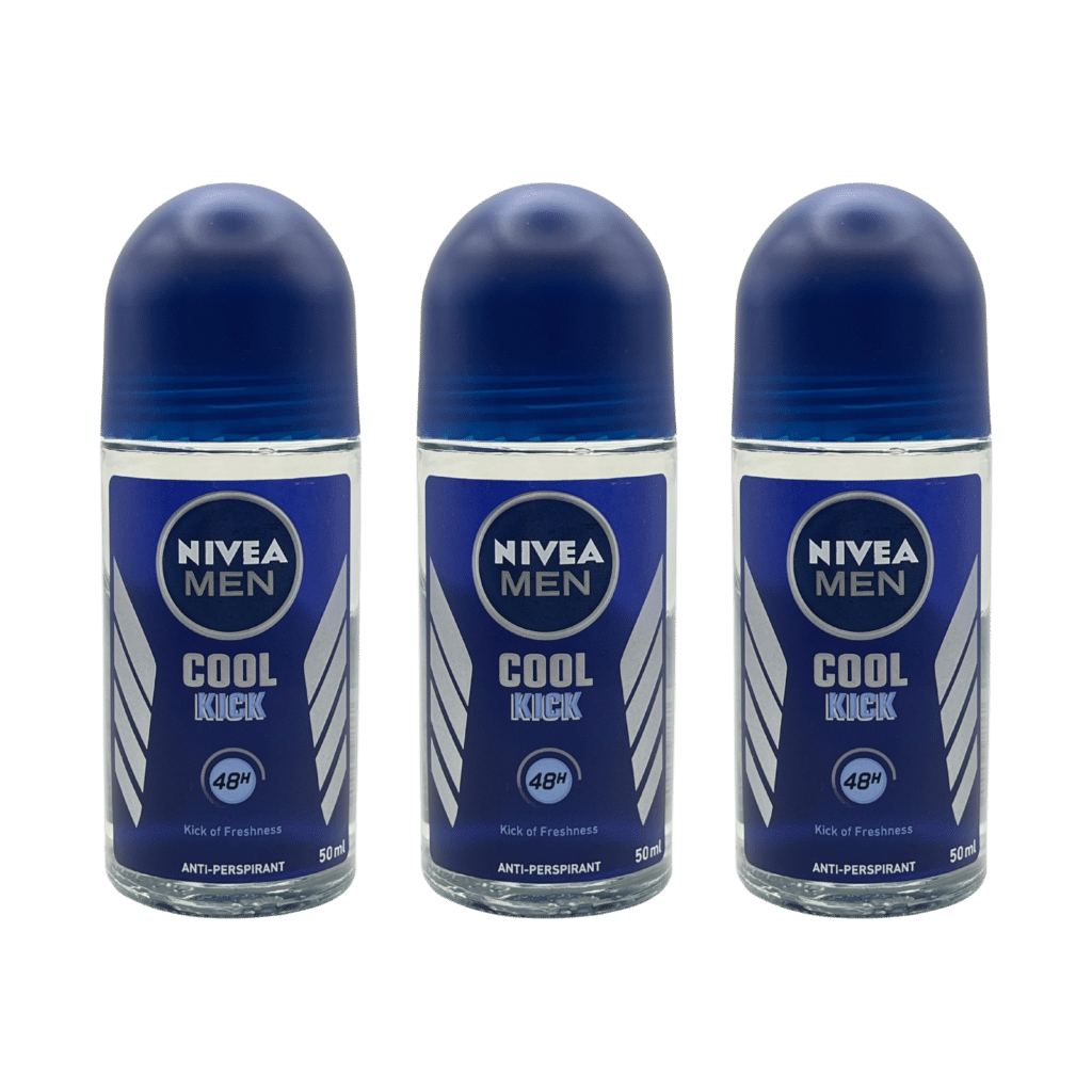 NIVEA MEN Cool Kick 48HR Antiperspirant Deodorant Roll-On 50ml - 3 Pack