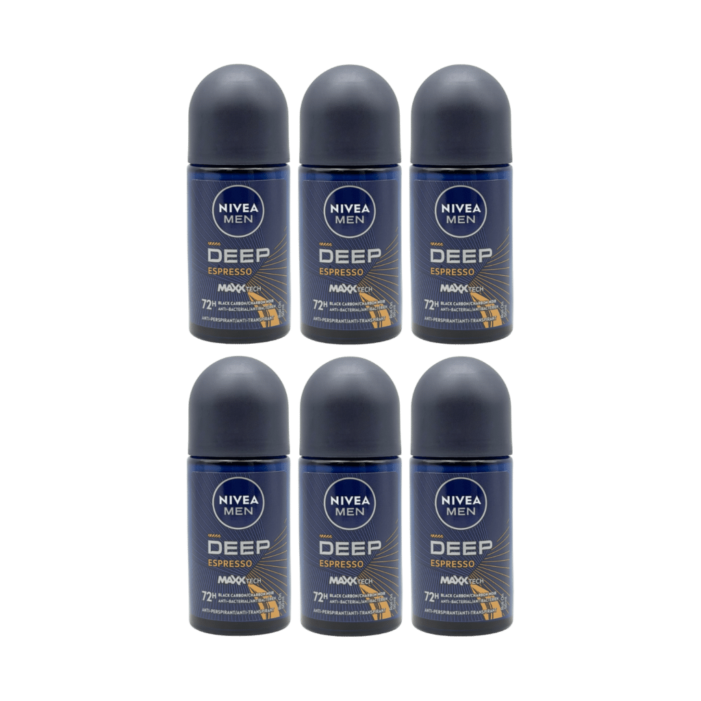 NIVEA MEN Deep Espresso 72H Anti-Perspirant Roll On 50ml - 6 Pack