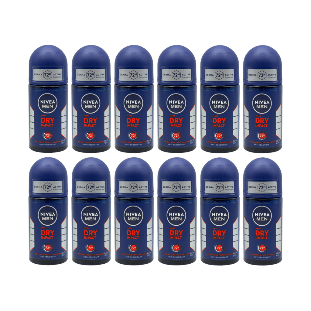 NIVEA MEN Dry Impact 72H Anti-Perspirant Roll On 50ml - 12 Pack