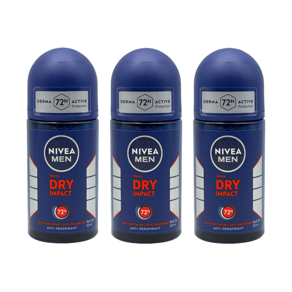 NIVEA MEN Dry Impact 72H Anti-Perspirant Roll On 50ml - 3 Pack