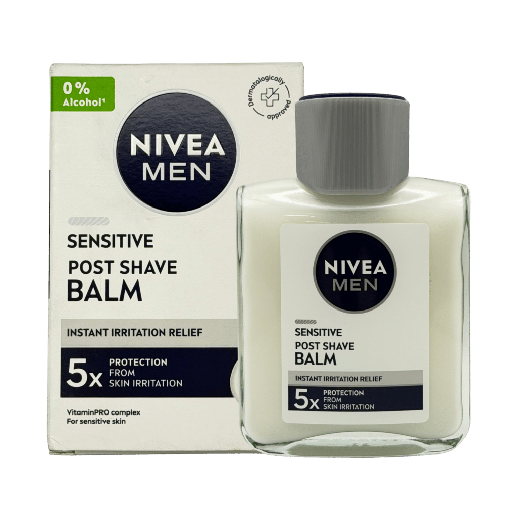 Nivea men sensitive post shave balm 100ml box and bottle front view