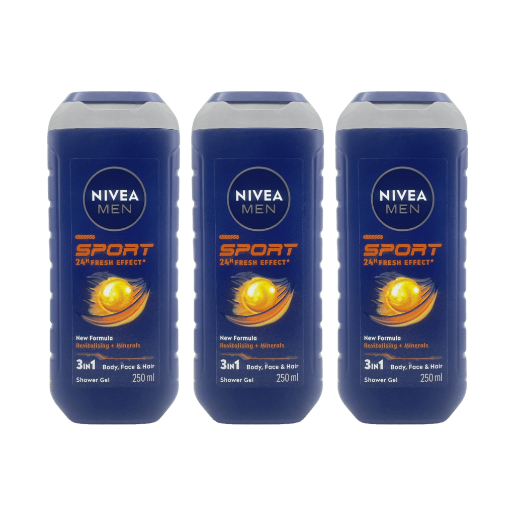 NIVEA MEN Sport 3-in-1 Shower Gel 250ml - 3 Pack