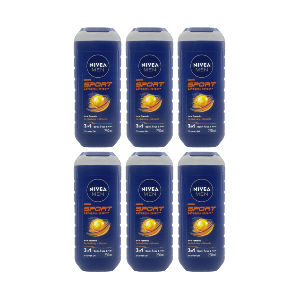 NIVEA MEN Sport 3-in-1 Shower Gel 250ml - 6 Pack