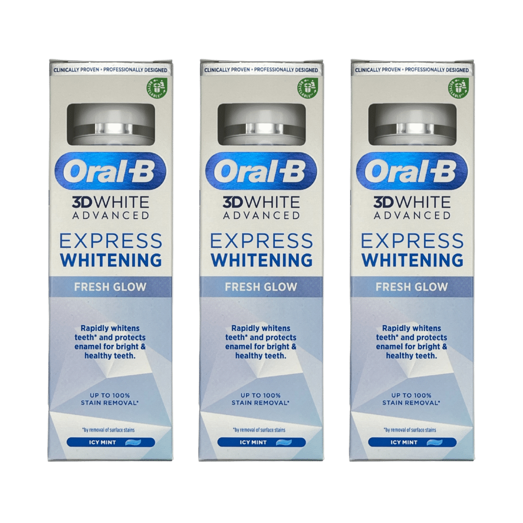 Oral-B 3D White Advanced Express Whitening Fresh Glow Toothpaste 75ml - 3 Pack