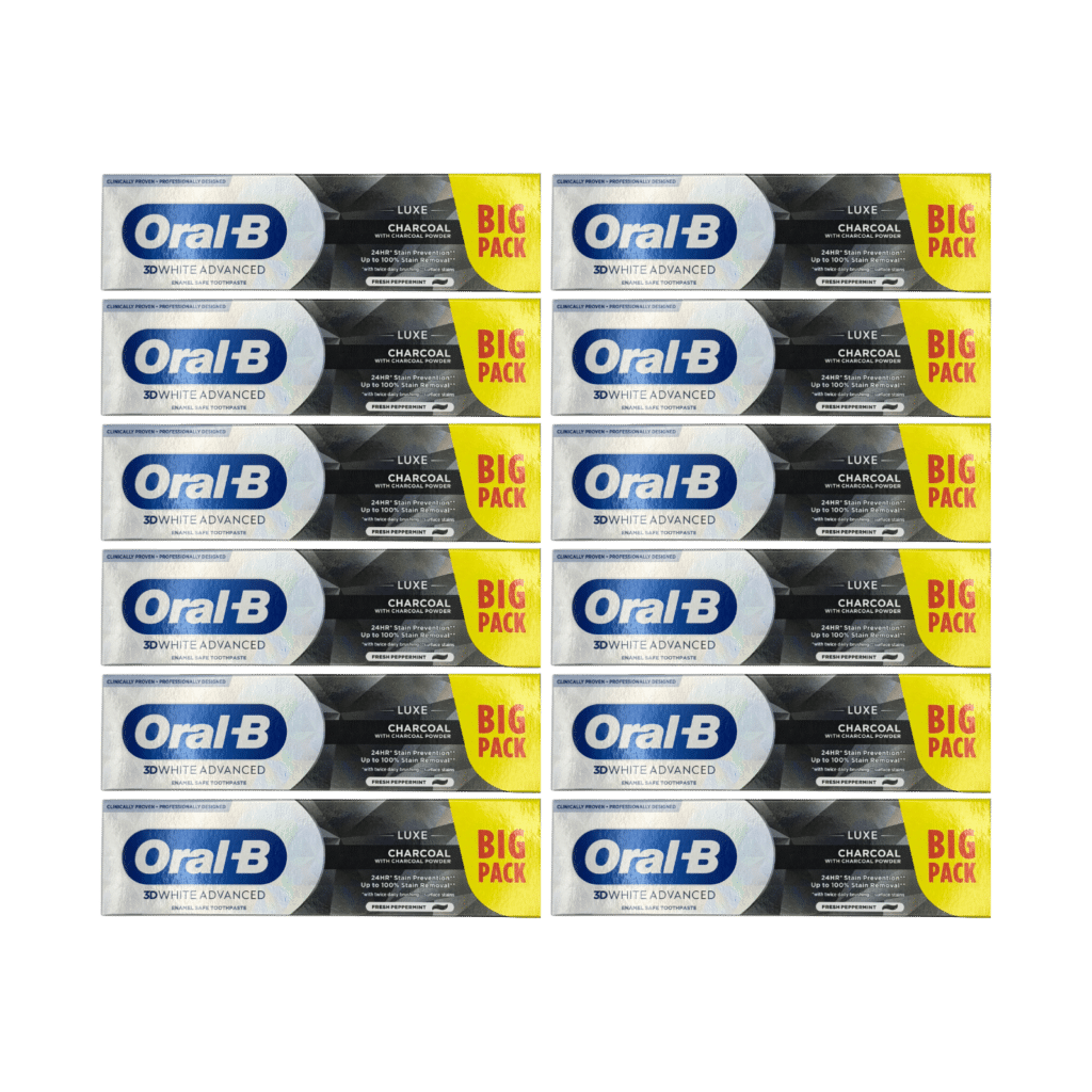 Oral-B 3D White Advanced Luxe Charcoal Toothpaste 100ml - 12 Pack
