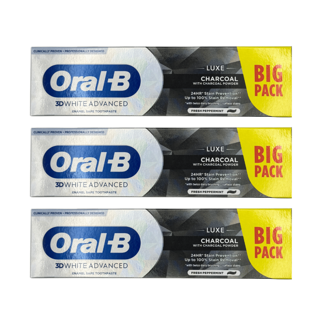Oral-B 3D White Advanced Luxe Charcoal Toothpaste 100ml - 3 Pack