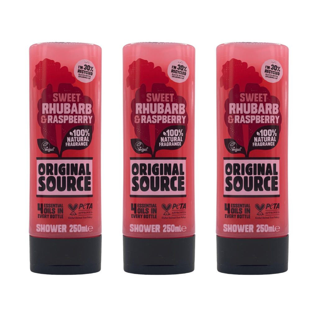 Original Source  Sweet Rhubarb & Raspberry Shower Gel 250ml - 3 Pack