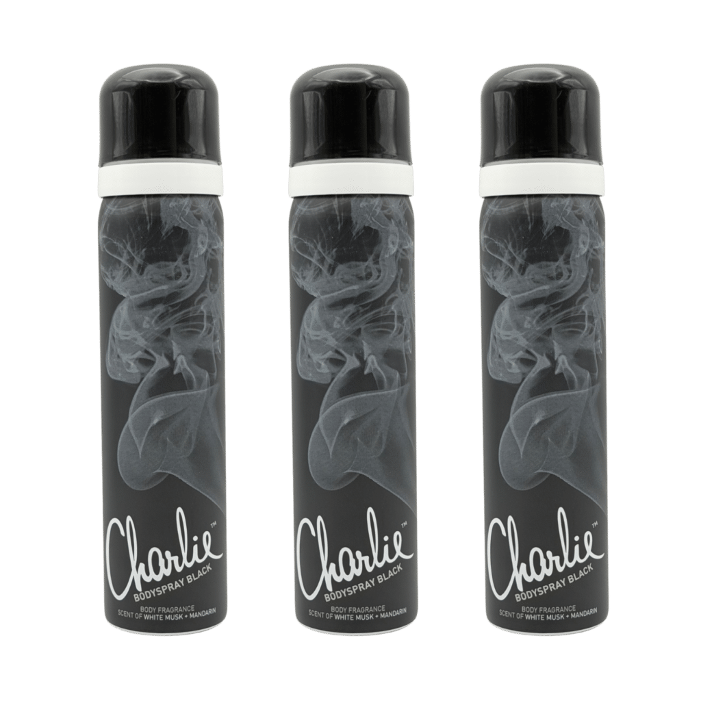 Revlon Charlie Black Bodyspray 75ml - 3 Pack