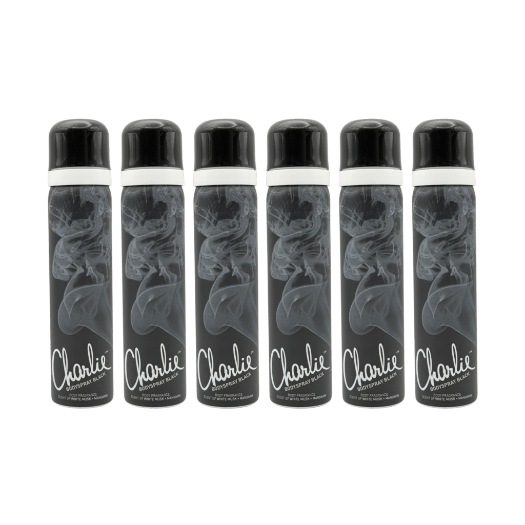 Revlon Charlie Black Bodyspray 75ml - 6 Pack