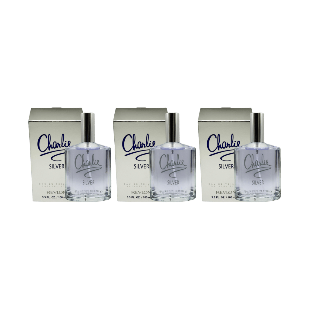 Revlon Charlie Silver Eau de Toilette Natural Spray 100ml - 3 Pack