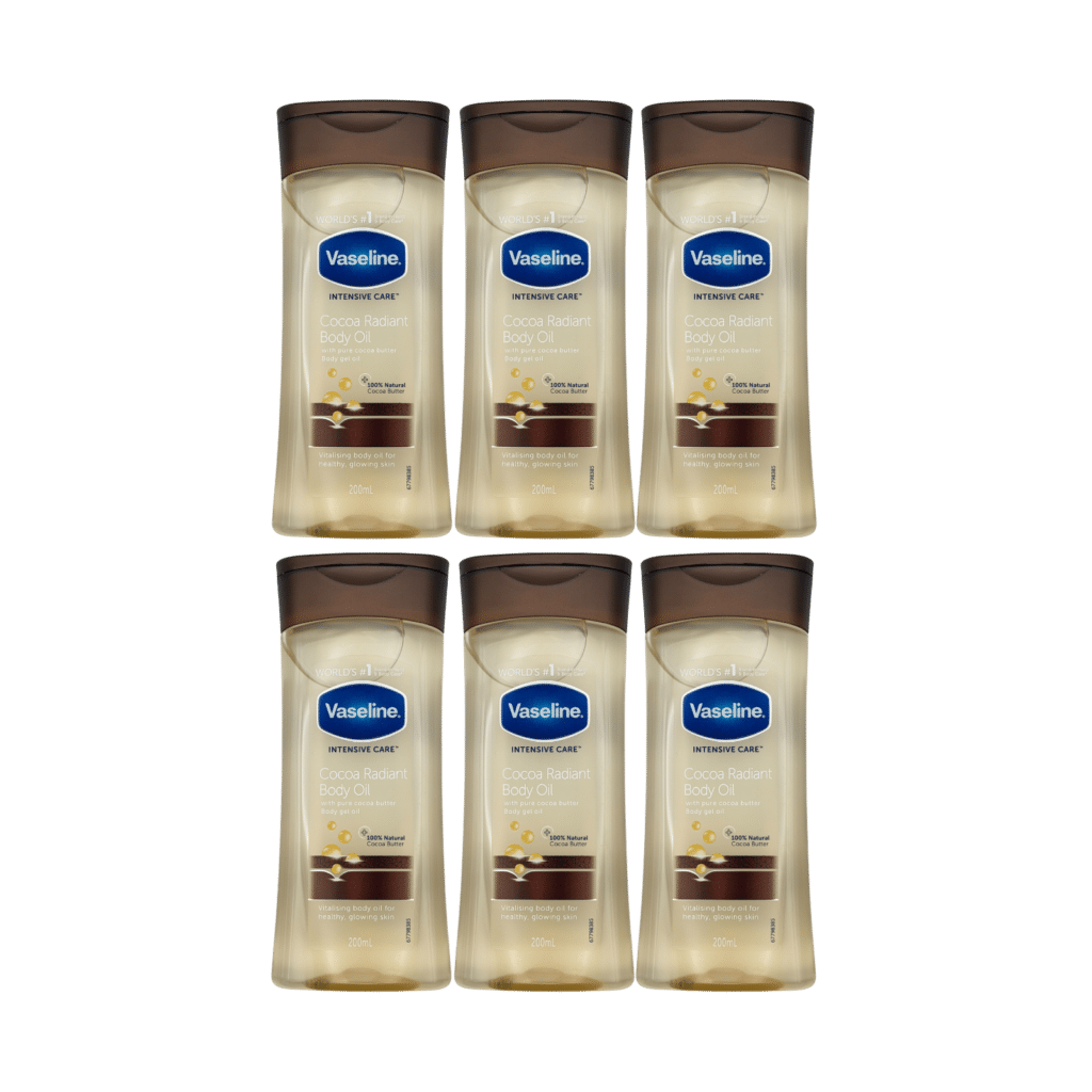 Vaseline Intensive Care Body Oil Cocoa Radiant 200ml - 6 Pack