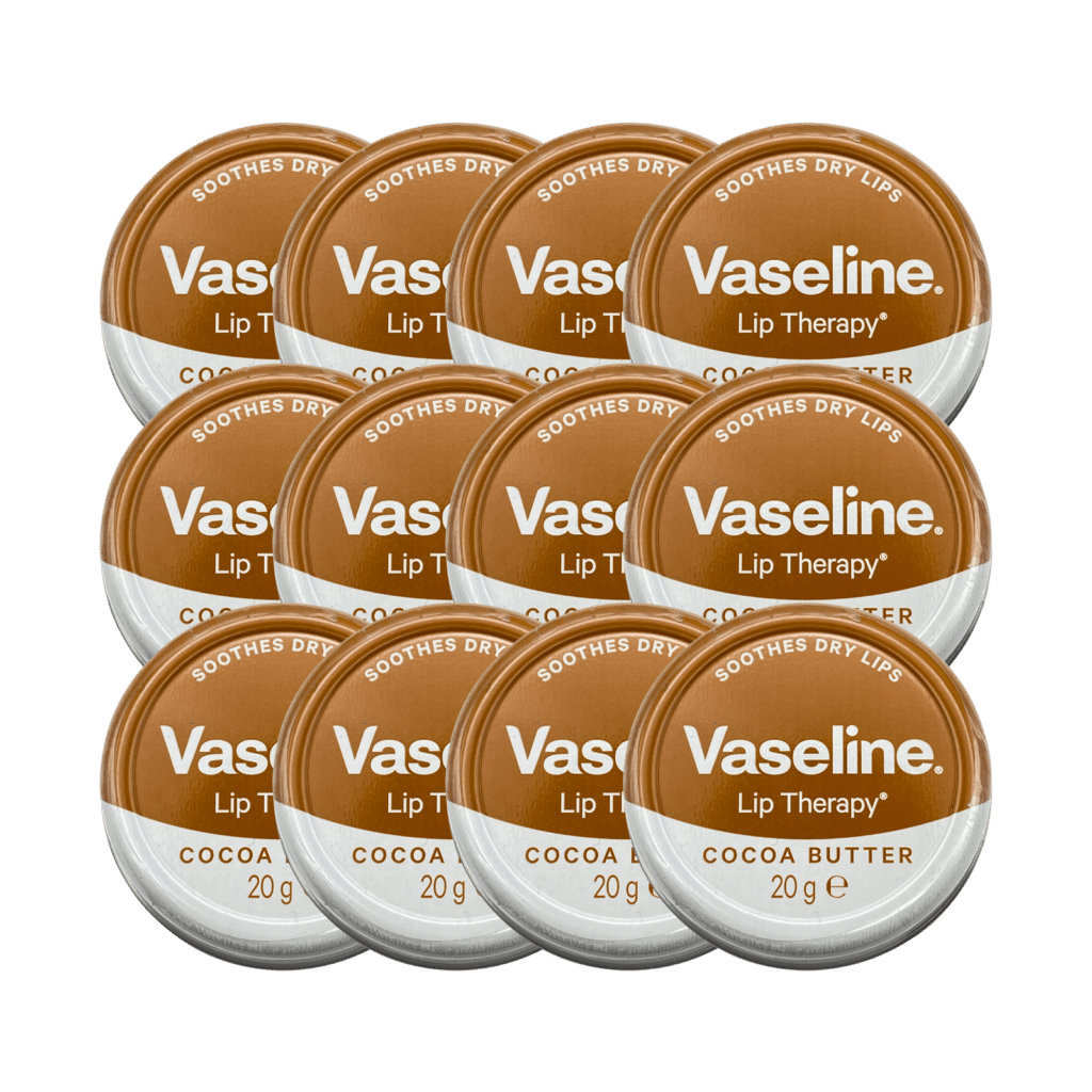 Vaseline Lip Therapy Lip Balm Tin Cocoa Butter 20g - 12 Pack