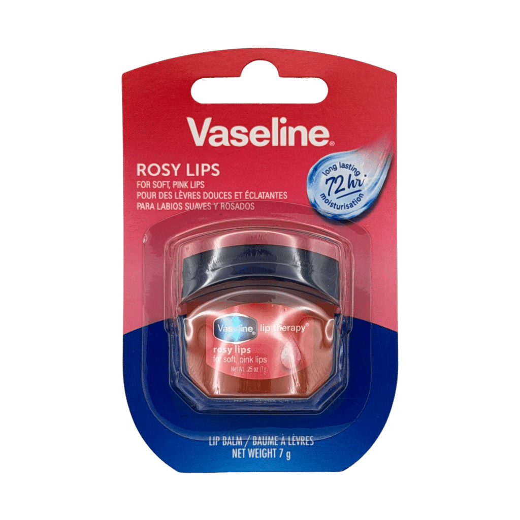 Vaseline lip therapy rosy lips balm mini tub 7g front view