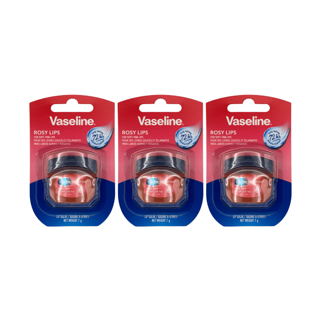 Vaseline Lip Therapy Rosy Lips Balm Mini Tub 7g - 3 Pack