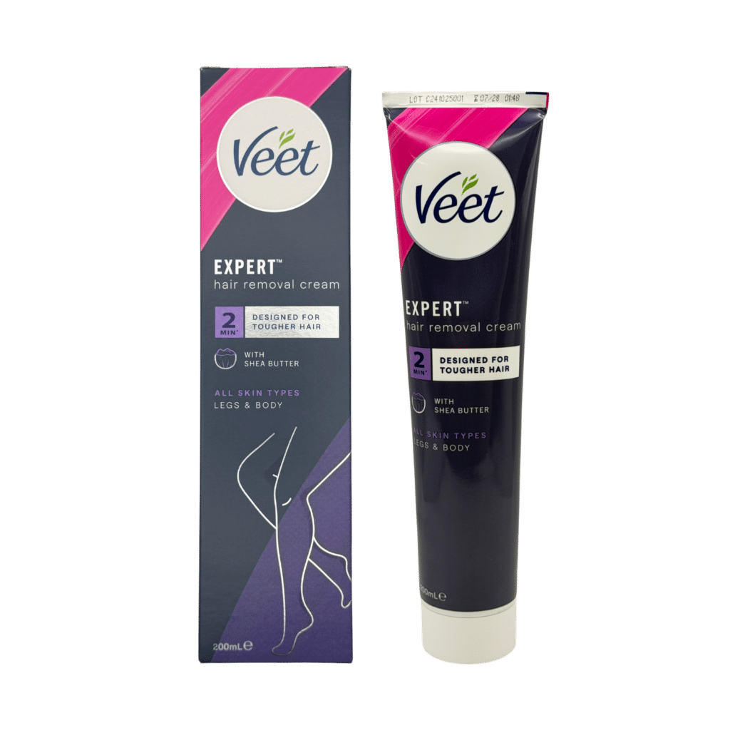Veet expert hair removal cream 200ml box and tube front view