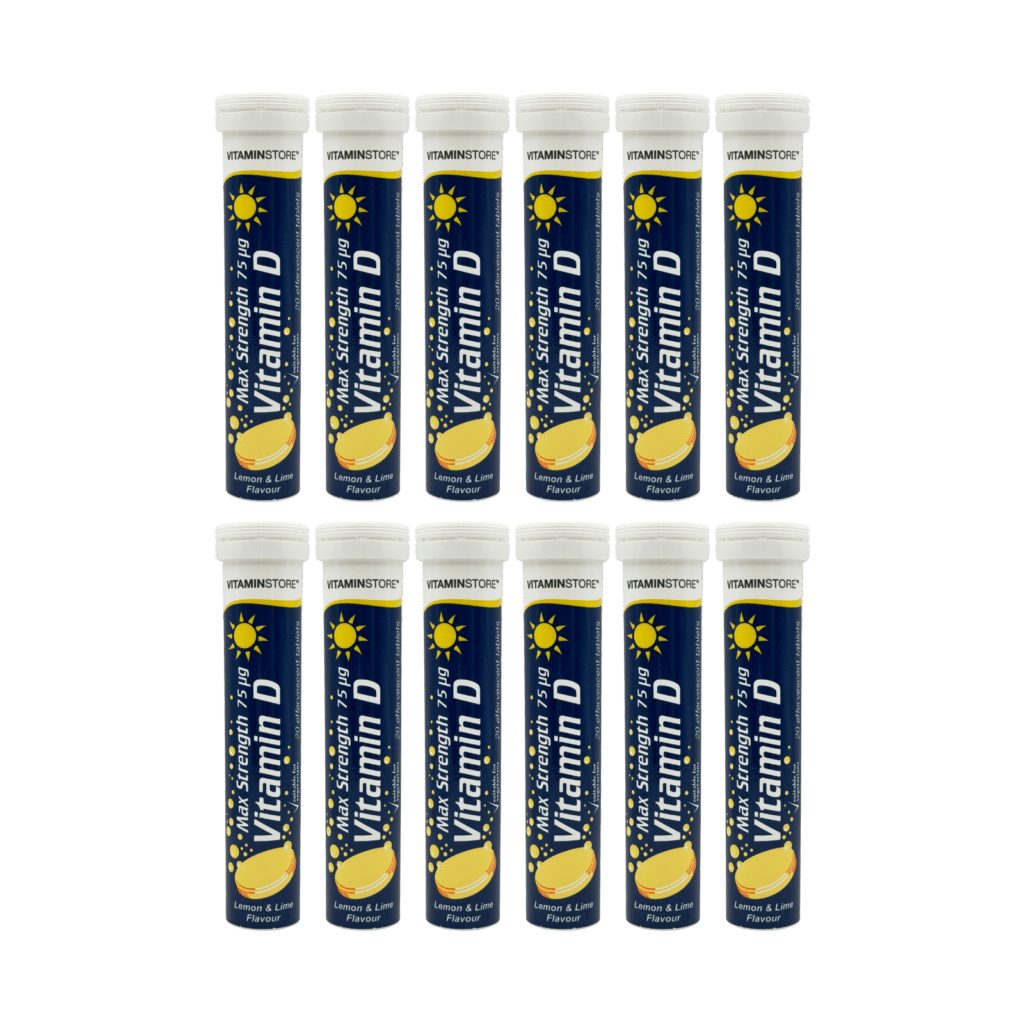 Vitamin Store Max Strength Vitamin D 75μg Lemon & Lime Effervescent Tablets 20 Tablets - 12 Pack